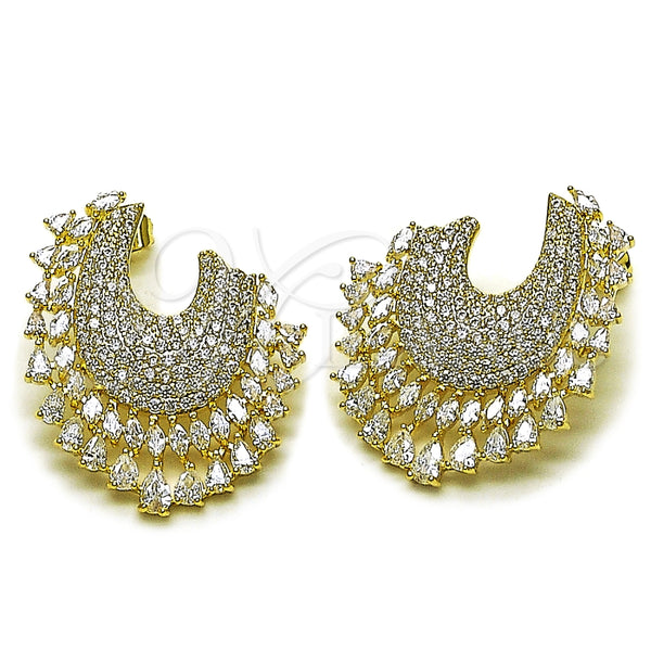 Arete Dormilona 02.436.0019 Oro Laminado, Diseño de Gota, con Zirconia Cubica Blanca, Pulido, Tono Dorado