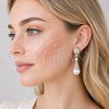 Arete Colgante 02.436.0020 Oro Laminado, Diseño de Gota y Corazón, con Zirconia Cubica Blanca y Perla Marfil, Pulido, Tono Dorado