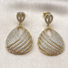 Arete Colgante 02.436.0022 Oro Laminado, Diseño de Gota, con Zirconia Cubica Blanca, Pulido, Tono Dorado