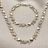 Collar y Pulsera 06.266.0002.18 Oro Laminado, Diseño de Besos y Abrazos y Corazón, con Zirconia Cubica Blanca, Pulido, Tono Dorado