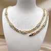 Collar y Pulsera 06.266.0004.18 Oro Laminado, Diseño de Miami Cubana, con Zirconia Cubica Blanca, Pulido, Tono Dorado