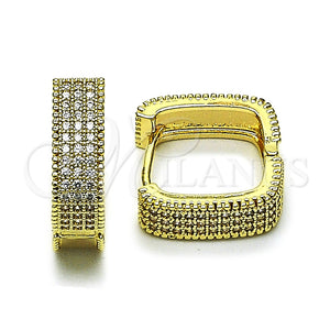 Argolla Huggie 02.266.0050.20 Oro Laminado, con Blanca Zirconia Cubica, Pulido, Tono Dorado