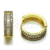 Argolla Huggie 02.266.0052.25 Oro Laminado, Diseño de Baguette y Cluster, con Zirconia Cubica Blanca, Pulido, Tono Dorado