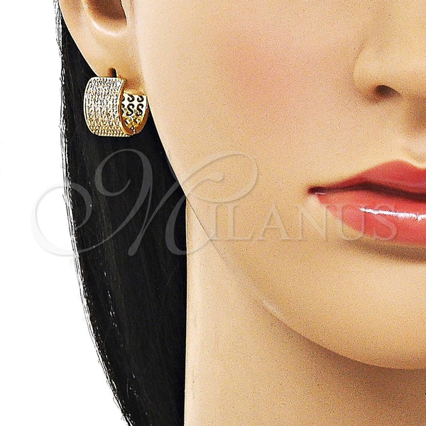Argolla Huggie 02.266.0055.15 Oro Laminado, con Zirconia Cubica Blanca, Pulido, Tono Dorado