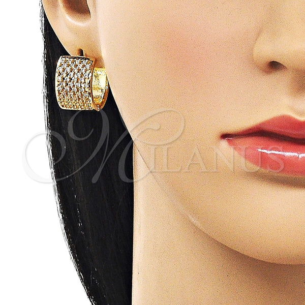 Argolla Huggie 02.266.0056.20 Oro Laminado, con Blanca Zirconia Cubica, Pulido, Tono Dorado