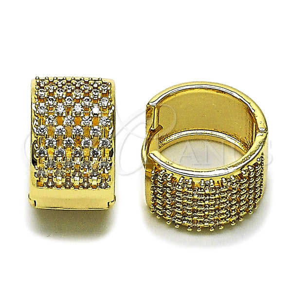 Argolla Huggie 02.266.0056.20 Oro Laminado, con Blanca Zirconia Cubica, Pulido, Tono Dorado