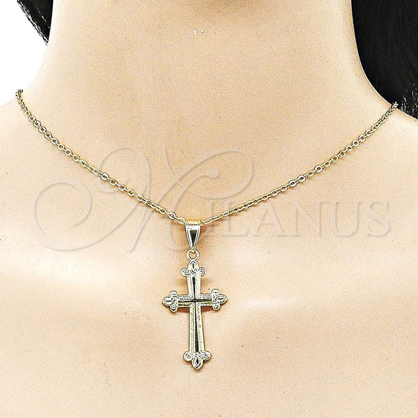 Dije Religioso 05.213.0185 Oro Laminado, Diseño de Cruz, Pulido, Tono Dorado