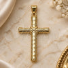 Dije Religioso 05.213.0186 Oro Laminado, Diseño de Cruz, Pulido, Tono Dorado