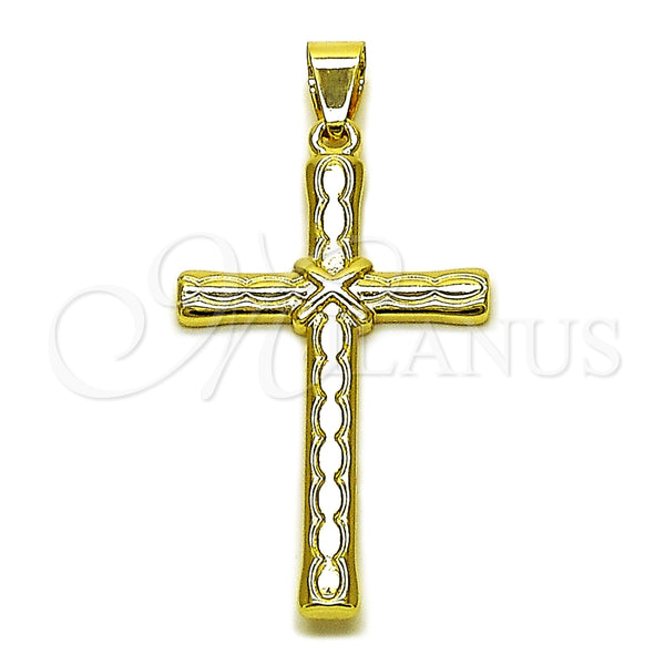 Dije Religioso 05.213.0186 Oro Laminado, Diseño de Cruz, Pulido, Tono Dorado