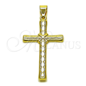 Dije Religioso 05.213.0186 Oro Laminado, Diseño de Cruz, Pulido, Tono Dorado