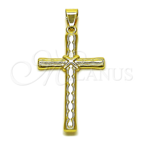 Dije Religioso 05.213.0186 Oro Laminado, Diseño de Cruz, Pulido, Tono Dorado