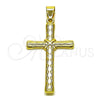 Dije Religioso 05.213.0186 Oro Laminado, Diseño de Cruz, Pulido, Tono Dorado