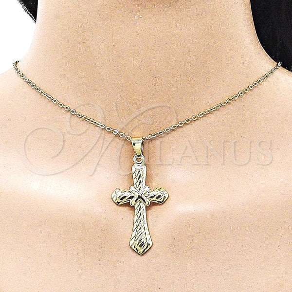 Dije Religioso 05.213.0187 Oro Laminado, Diseño de Cruz, Pulido, Tono Dorado