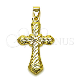 Dije Religioso 05.213.0187 Oro Laminado, Diseño de Cruz, Pulido, Tono Dorado