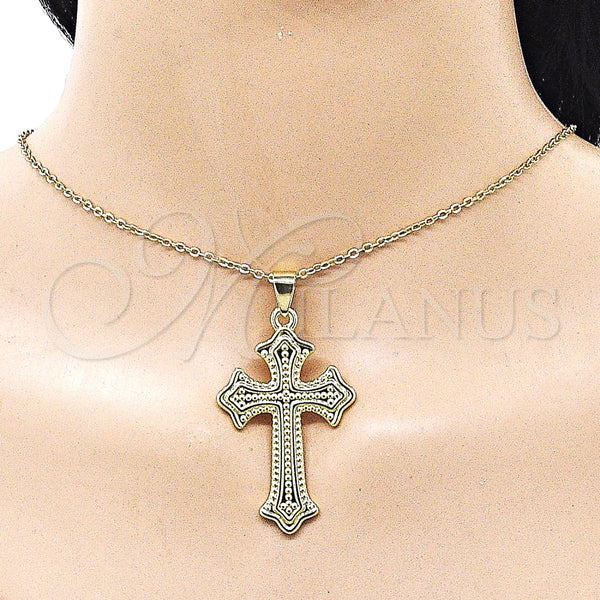 Dije Religioso 05.213.0188 Oro Laminado, Diseño de Cruz, Pulido, Tono Dorado