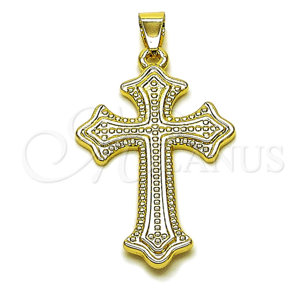 Dije Religioso 05.213.0188 Oro Laminado, Diseño de Cruz, Pulido, Tono Dorado