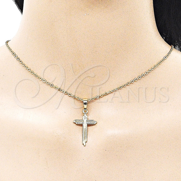 Dije Religioso 05.213.0189 Oro Laminado, Diseño de Cruz, Pulido, Tono Dorado