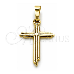 Dije Religioso 05.213.0189 Oro Laminado, Diseño de Cruz, Pulido, Tono Dorado