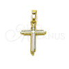 Dije Religioso 05.213.0189 Oro Laminado, Diseño de Cruz, Pulido, Tono Dorado