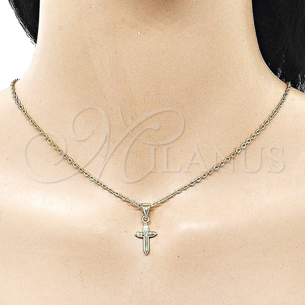 Dije Religioso 05.213.0190 Oro Laminado, Diseño de Cruz, Pulido, Tono Dorado