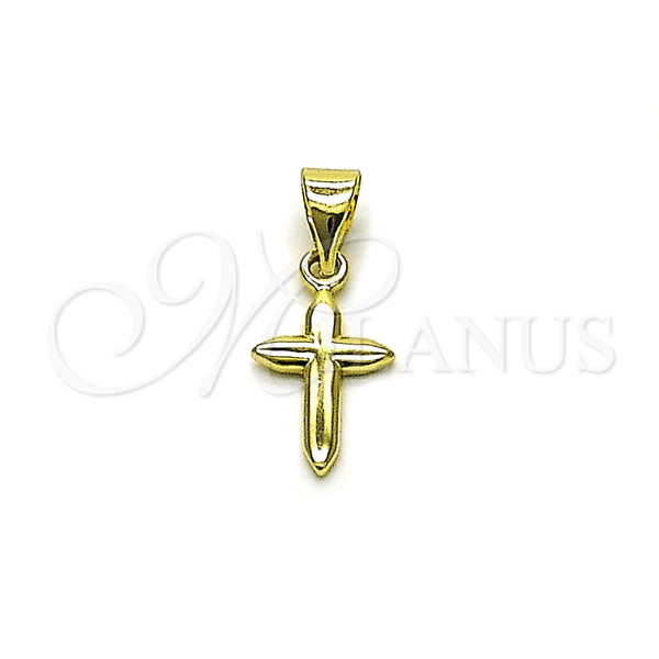 Dije Religioso 05.213.0190 Oro Laminado, Diseño de Cruz, Pulido, Tono Dorado