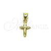 Dije Religioso 05.213.0190 Oro Laminado, Diseño de Cruz, Pulido, Tono Dorado