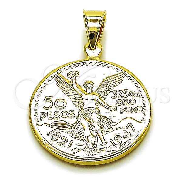 Dije Religioso 05.213.0191 Oro Laminado, Diseño de Moneda y Moneda Centenario, Pulido, Tono Dorado