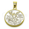 Dije Religioso 05.213.0191 Oro Laminado, Diseño de Moneda y Moneda Centenario, Pulido, Tono Dorado