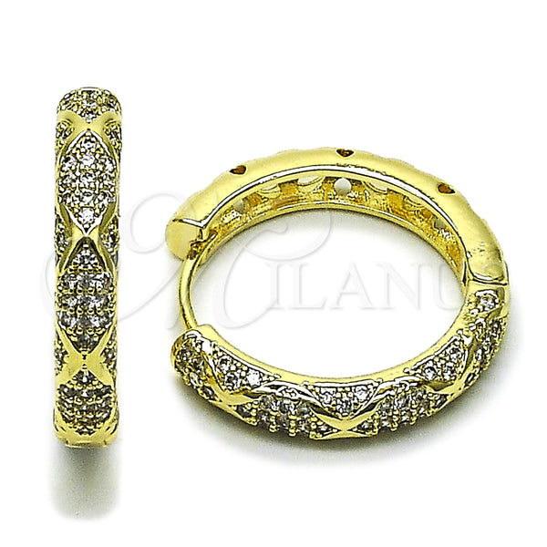 Argolla Huggie 02.266.0060.30 Oro Laminado, con Zirconia Cubica Blanca, Pulido, Tono Dorado