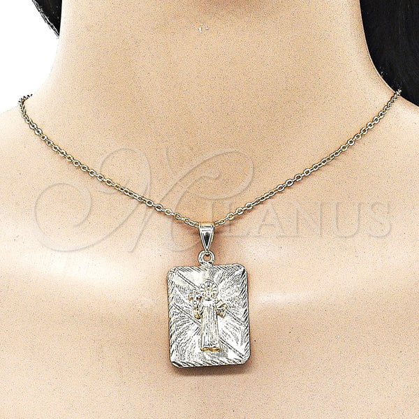 Dije Religioso 05.253.0164.1 Oro Laminado, Diseño de San Benito, Diamantado, Tono Dorado