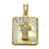 Dije Religioso 05.253.0202 Oro Laminado, Diseño de San Benito, Diamantado, Tono Dorado