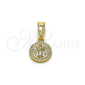 Dije Religioso 05.253.0203 Oro Laminado, Diseño de San Benito, Pulido, Tono Dorado