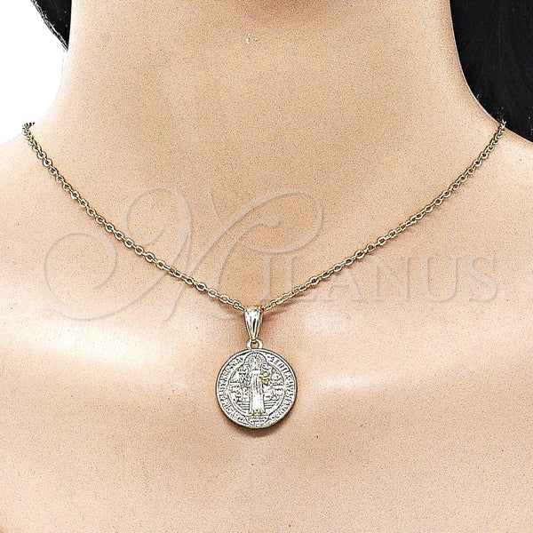 Dije Religioso 05.253.0204 Oro Laminado, Diseño de San Benito, Pulido, Tono Dorado