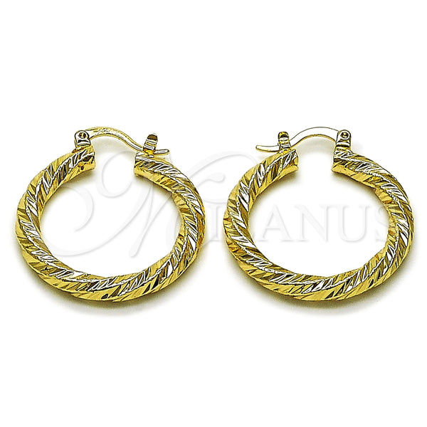 Argolla Mediana 02.170.0567.30 Oro Laminado, Diseño de Torcido, Diamantado, Tono Dorado