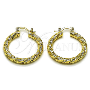 Argolla Mediana 02.170.0567.30 Oro Laminado, Diseño de Torcido, Diamantado, Tono Dorado