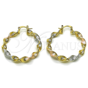 Argolla Mediana 02.170.0568.1.40 Oro Laminado, Diseño de Torcido, Mate, Tres Tonos