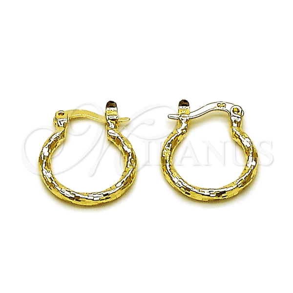 Argolla Pequeña 02.170.0572.15 Oro Laminado, Diseño de Torcido, Diamantado, Tono Dorado