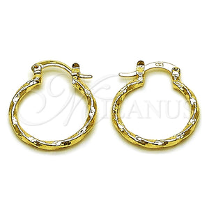 Argolla Pequeña 02.170.0572.20 Oro Laminado, Diseño de Torcido, Diamantado, Tono Dorado