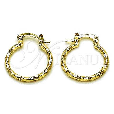 Argolla Pequeña 02.170.0572.20 Oro Laminado, Diseño de Torcido, Diamantado, Tono Dorado