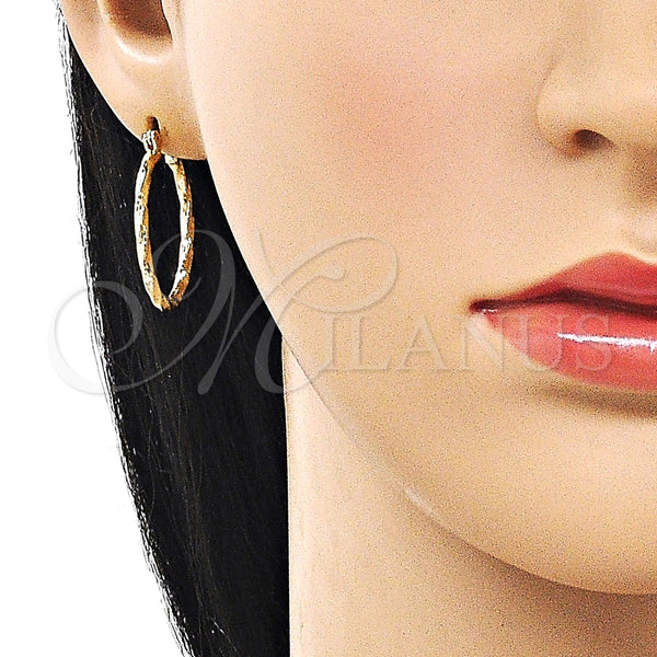 Argolla Pequeña 02.170.0572.25 Oro Laminado, Diseño de Torcido, Diamantado, Tono Dorado