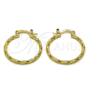 Argolla Pequeña 02.170.0572.25 Oro Laminado, Diseño de Torcido, Diamantado, Tono Dorado