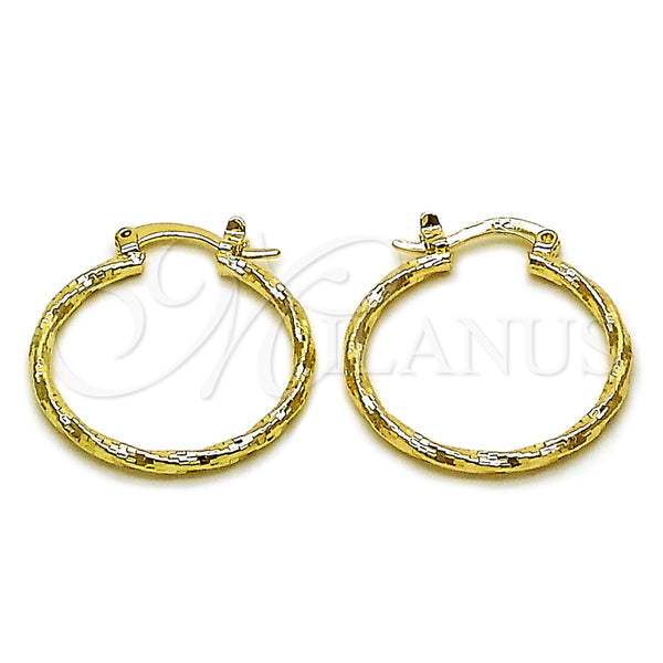 Argolla Pequeña 02.170.0572.25 Oro Laminado, Diseño de Torcido, Diamantado, Tono Dorado