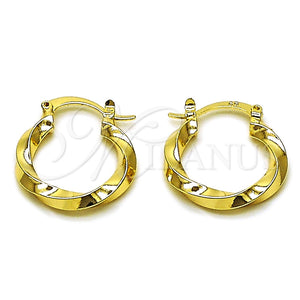 Argolla Pequeña 02.170.0578.20 Oro Laminado, Diseño de Torcido, Pulido, Tono Dorado