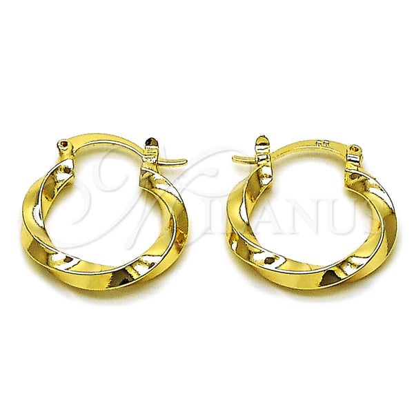 Argolla Pequeña 02.170.0578.20 Oro Laminado, Diseño de Torcido, Pulido, Tono Dorado