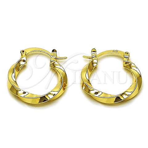 Argolla Pequeña 02.170.0578.20 Oro Laminado, Diseño de Torcido, Pulido, Tono Dorado
