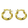 Argolla Pequeña 02.170.0578.20 Oro Laminado, Diseño de Torcido, Pulido, Tono Dorado