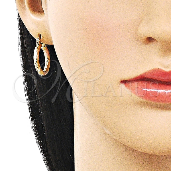 Argolla Pequeña 02.213.0156.1.20 Oro Laminado, Diamantado, Tres Tonos