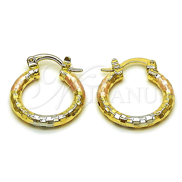 Argolla Pequeña 02.213.0156.1.20 Oro Laminado, Diamantado, Tres Tonos