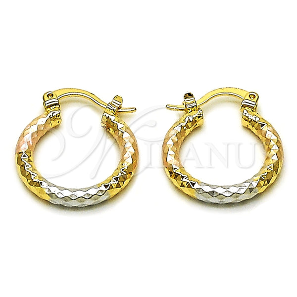 Argolla Pequeña 02.213.0154.1.20 Oro Laminado, Diamantado, Tres Tonos