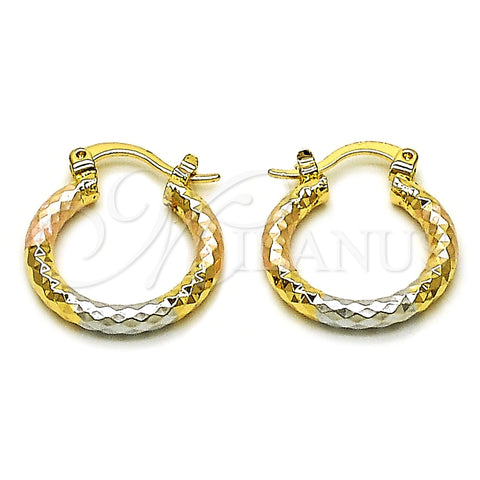 Argolla Pequeña 02.213.0154.1.20 Oro Laminado, Diamantado, Tres Tonos